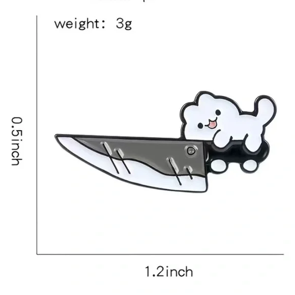 (3/$15) Cat With Knife Enamel Pin - Picture 3 of 3